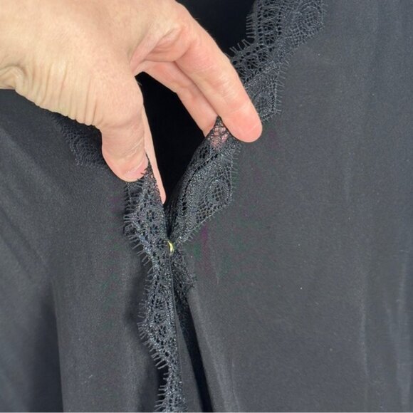 Sezane 100% Silk Lace Trim Cassandra Blouse Black Size 38 French US 6 Minimalist - Picture 9 of 16